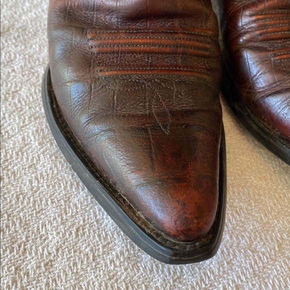 Ariat Leather Cowboy Boots Western Two Tone Brown Boho Cowgirl - Picture 8 of 17